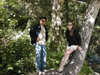 Simon and Holly stand on the tree