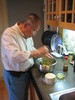 Mixing up all the ingredients.